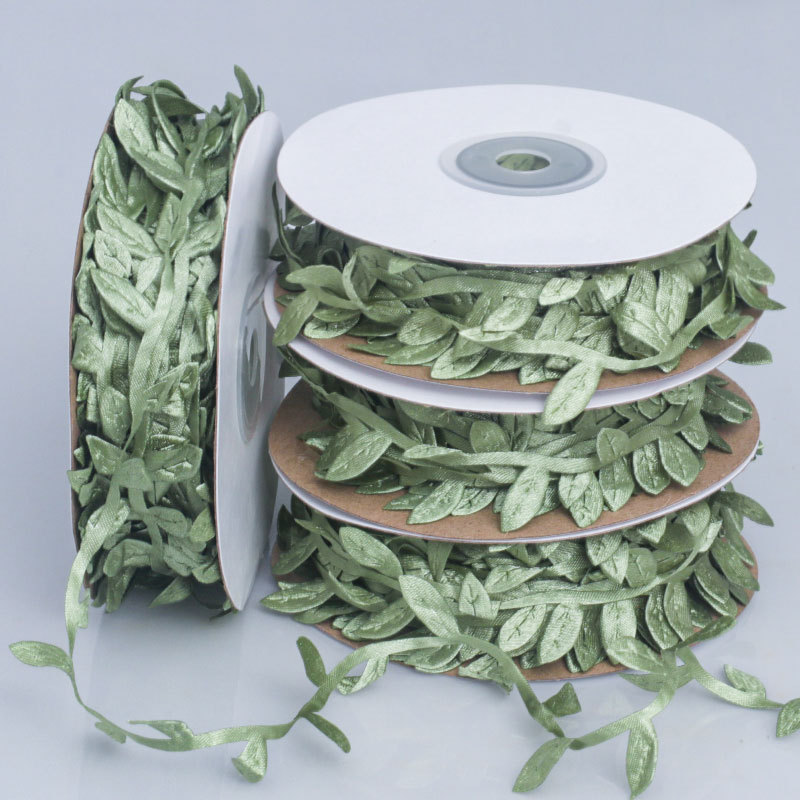 Зеленый лист ротанга шелковая ткань венок из ивового листа декорация зеленое растение DIY бархатная лента материал плетеная лента искусственное зеленое растение аксессуар для волос