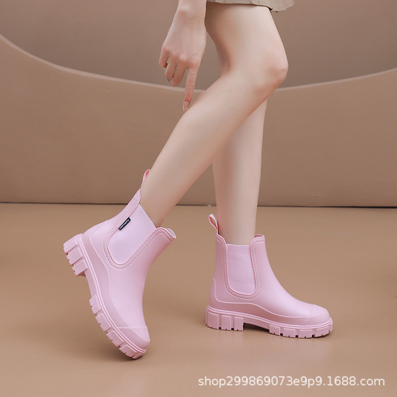 Export Fashionable Short Rain Boots, Women's Rain Boots, Elastic Boots, Non-slip Water Boots, Waterproof Shoes, Adult Wading Overshoes