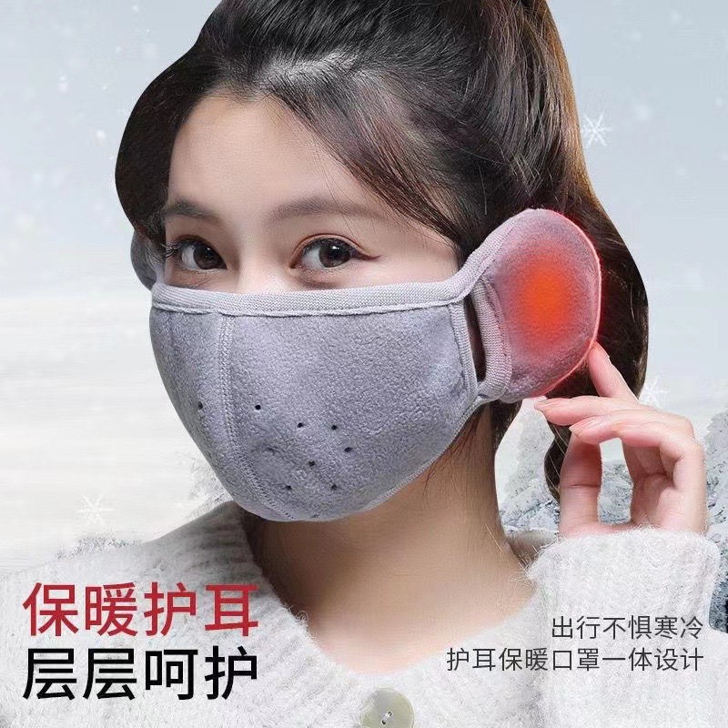 Windproof Mask, Warm Mask, Autumn and Winter Stereo Two-in-one Velvet Thickeneded Ear Protection Polar Fleece for Men and Women to Protect Against Cold While Cycling