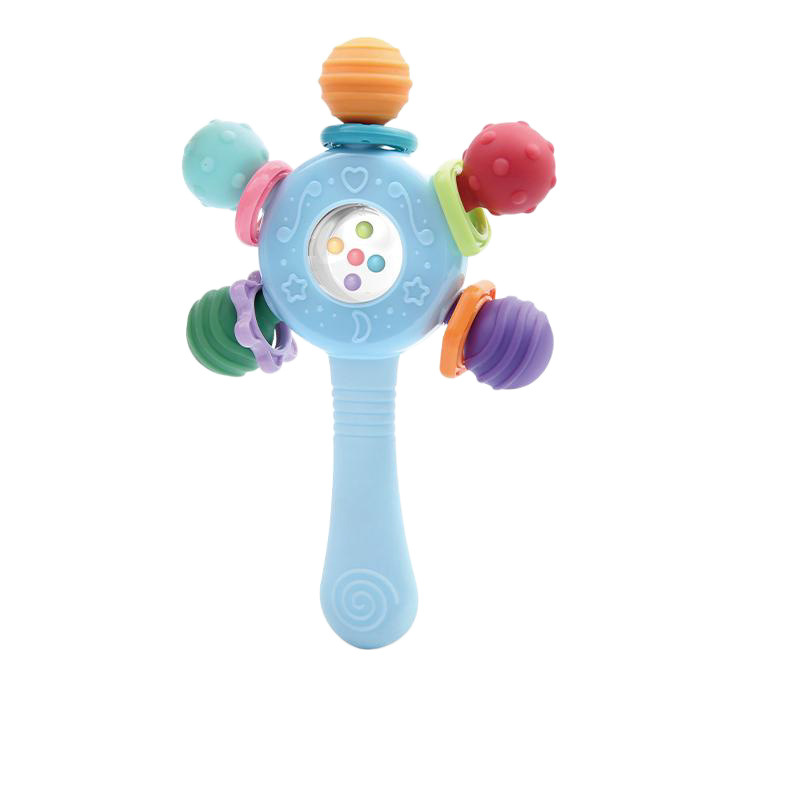 Cross-border new Manhattan rattle stick puzzle tooth glue can bite high-temperature boiled disinfection Manhattan hand catch ball