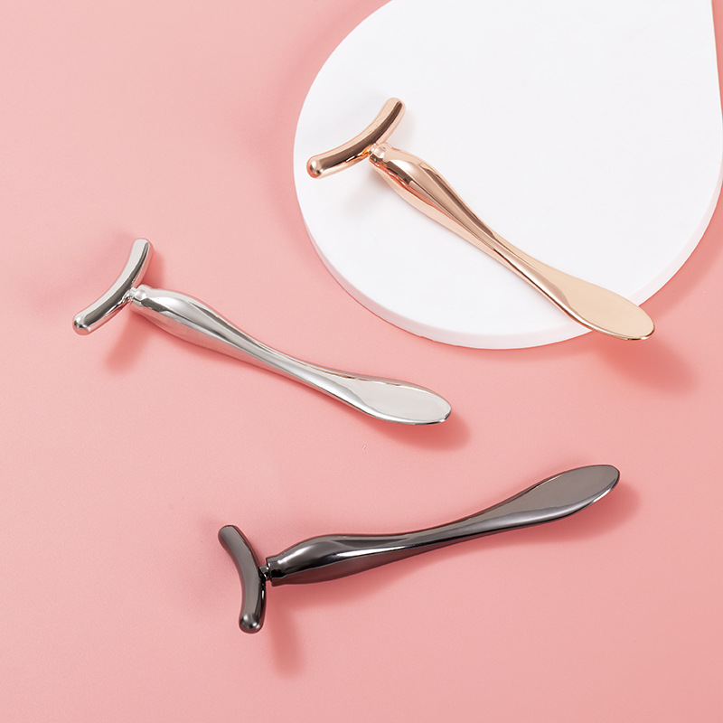 Eye Cream Stick Beauty Stick Eye Massage Stick Eye Cream Introduction Stick Eye Cream Spoon Face Cream Sub-pack Spoon T-shaped Metal Beauty