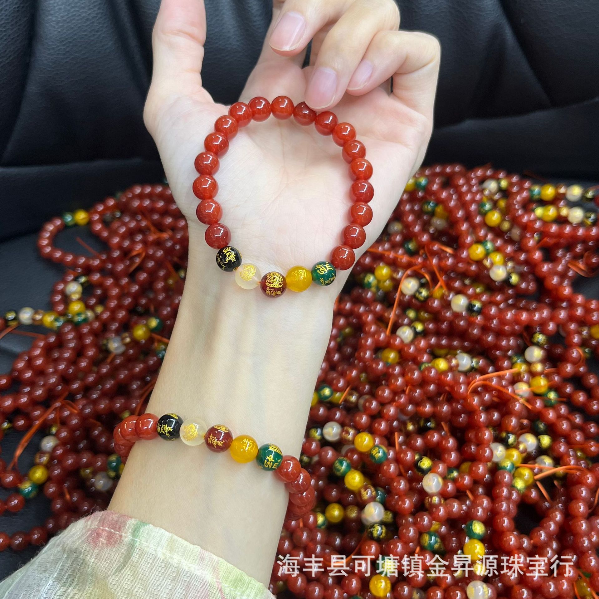 Natural Red Agate Bracelet South Red Bracelet with Five Way God of Wealth Summer Fashion Red Live Explosions Wholesale