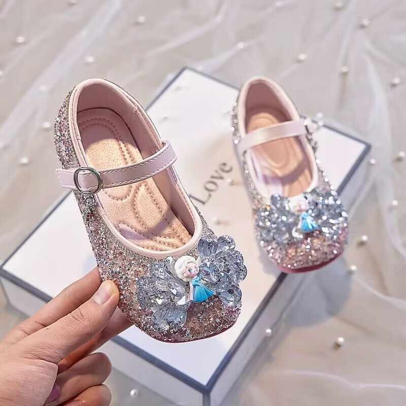 Children's Princess Shoes Crystal Shoes Aisha 2025 Spring and Autumn New Girls' Leather Shoes Soft Sole Baby Shoes