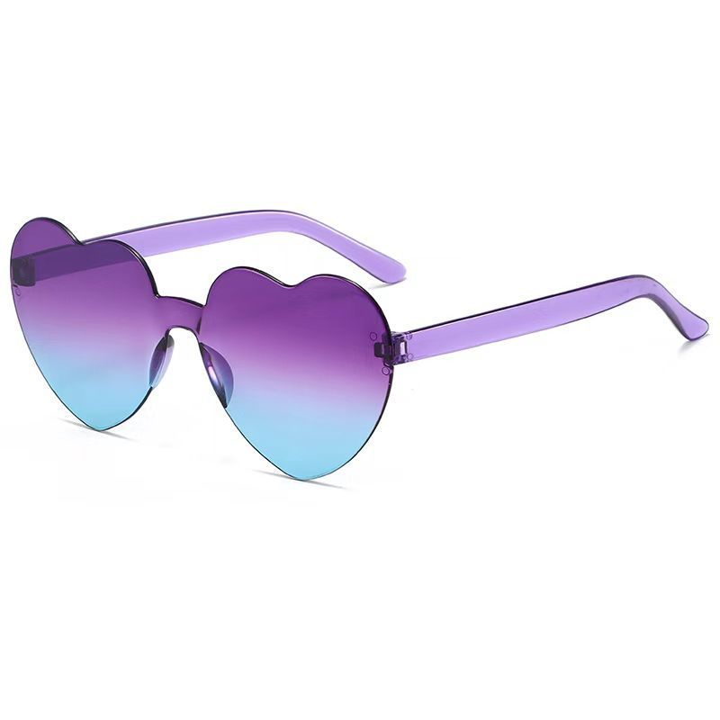 Heart-Shaped Sunglasses, Peach Heart Sunglasses, Jelly-Colored Rimless Heart-Shaped One-Piece Glasses, Dazzling Color Glasses