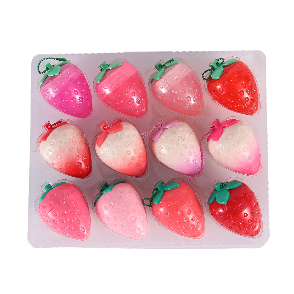 Strawberry Lip Balm Moisturizing and Lightening Lip Lines Lipstick Base Pendant Strawberry Lip Mud Fruit Scented Lip Gloss