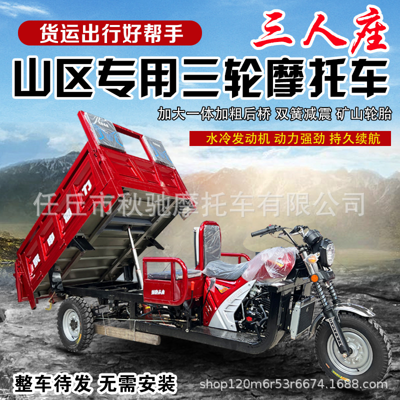 Foreign Trade Agricultural Three-Wheeled Motorcycle Fuel Household Gasoline Cargo Dump Truck King Cargo Three-Wheeler
