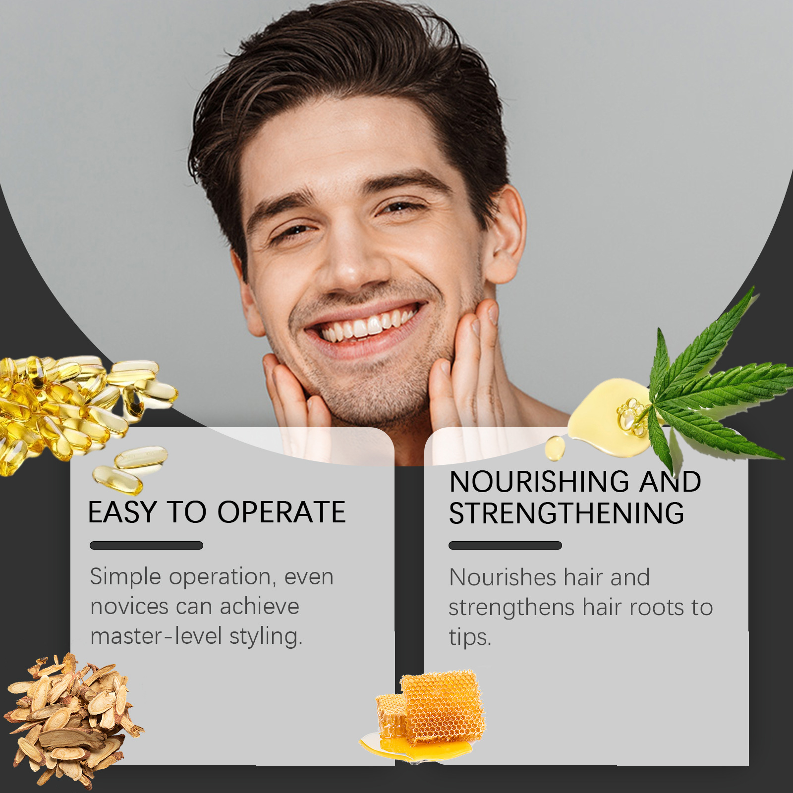 East Moon Men's Hair Styling Set Hair Styling Refreshing and Non-Greasy Natural Hair Wax