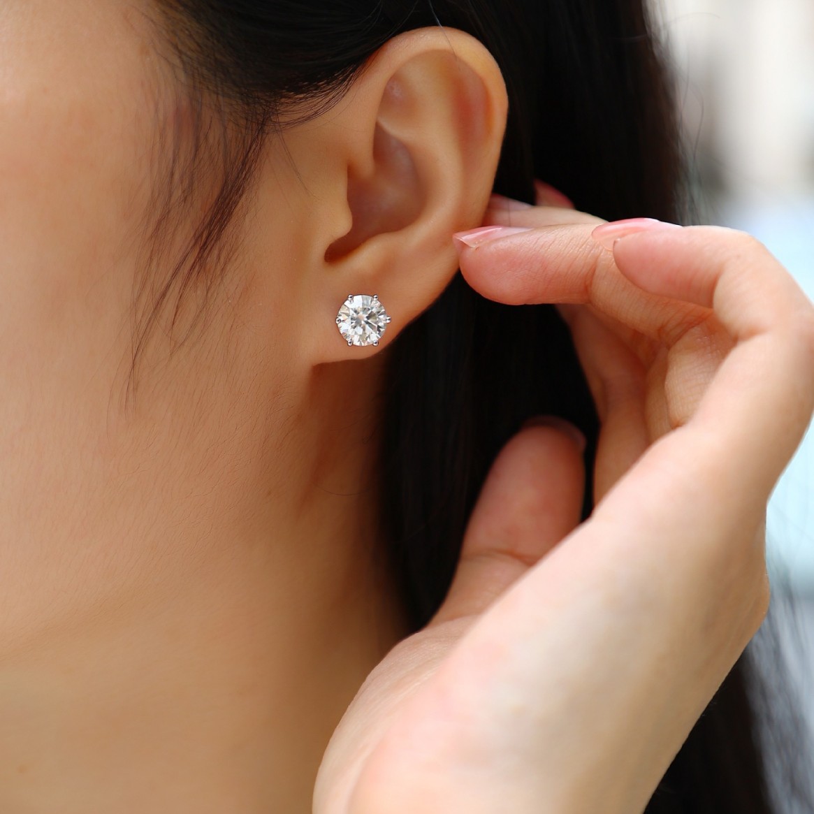 Factory Direct S925 Silver Simple D Color 18K Gold Custom Non-Removable Ear Piercing Round Igi Cultured Diamond Stud Earrings