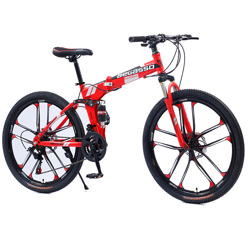Cross-border wholesale folding mountain bike adult variable speed mountain bike soft tail student bike outdoor off-road bicycle