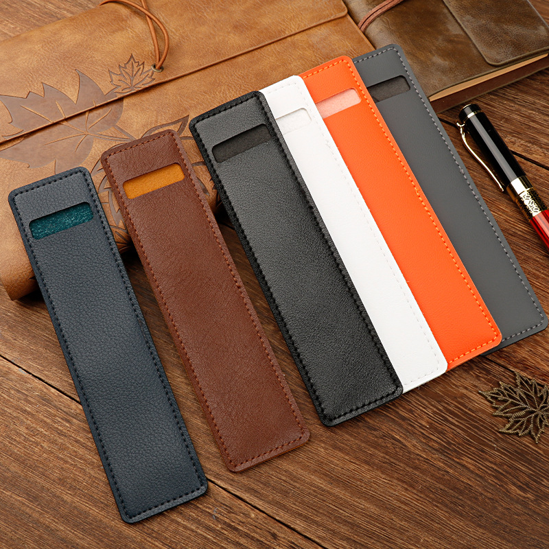 Сумка для карандашей Spot Retro PU Простая художественная сумка для хранения Канцелярский набор ручек Одно- и двусторонний защитный чехол однотонного цвета