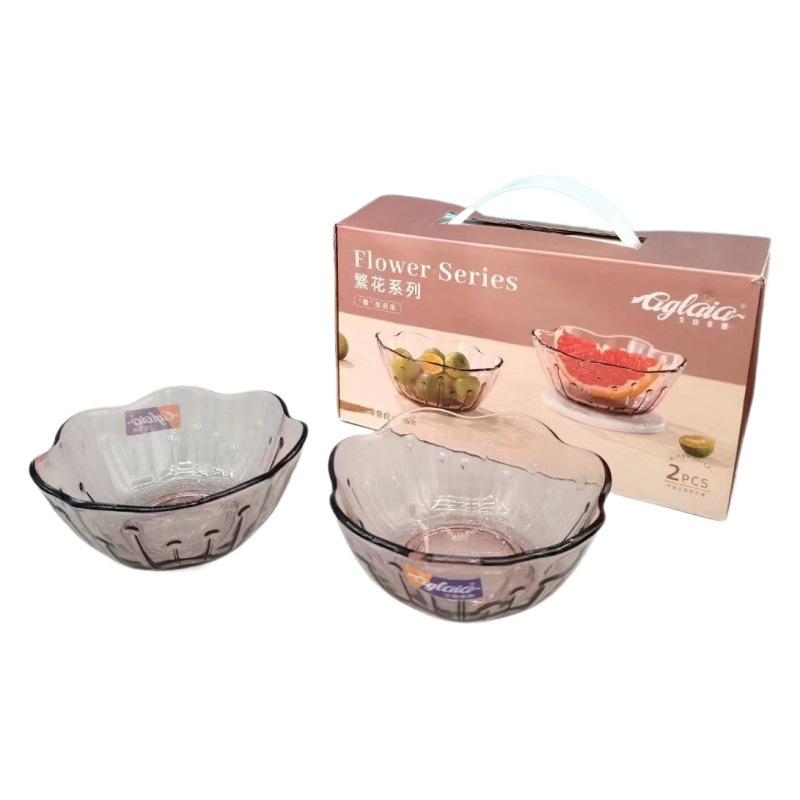 Aglaiya Flower Series Petal Shape Lilac Purple French Glass Light Luxury Home Dishes and Plates Gift Box