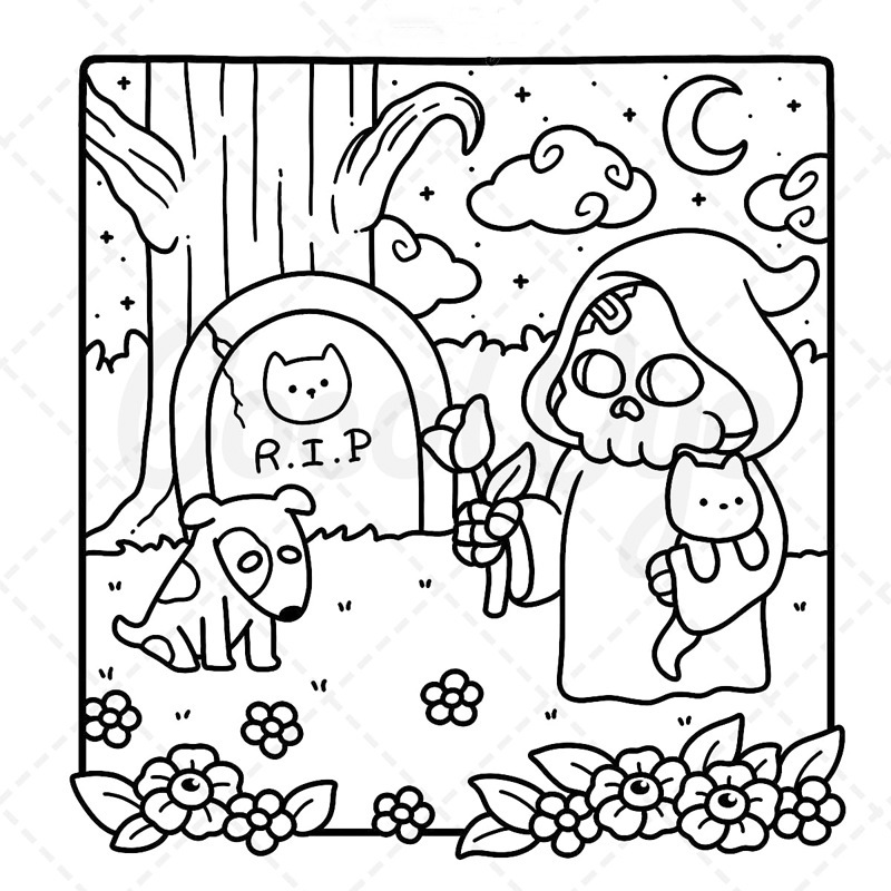 Cross-Border In-Stock Temu Coloring Book for Teenagers, Cute and Comfortable Space Coloring Book, Relaxing and Stress-Relieving Simple Coloring Book