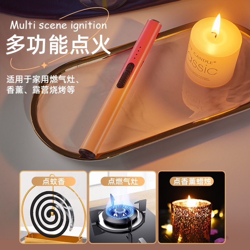 Cross-Border long straight tube pulse aromatherapy candle igniter typec fast charging ignition gun kitchen usb electronic ignition