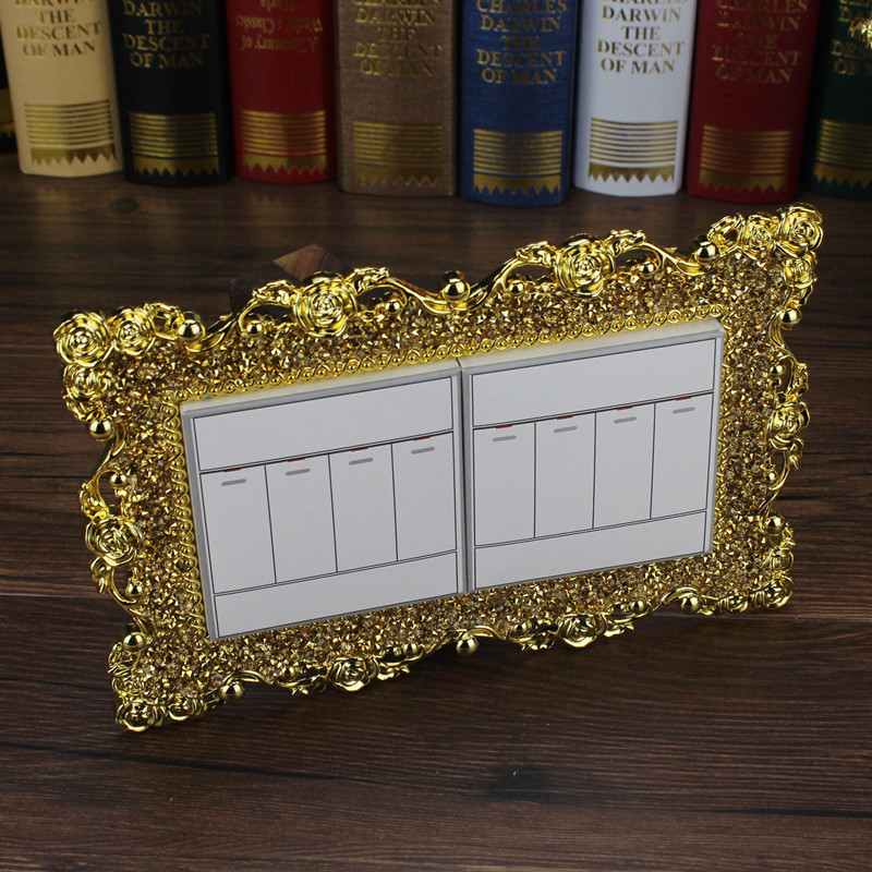 Rose lace switch sticker 86 type double switch cover 90 type socket sticker switch set European creative full drill switch sticker