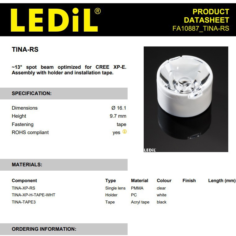 Ledil Lens Fa10887_Tina-Rs Led Lens and Components