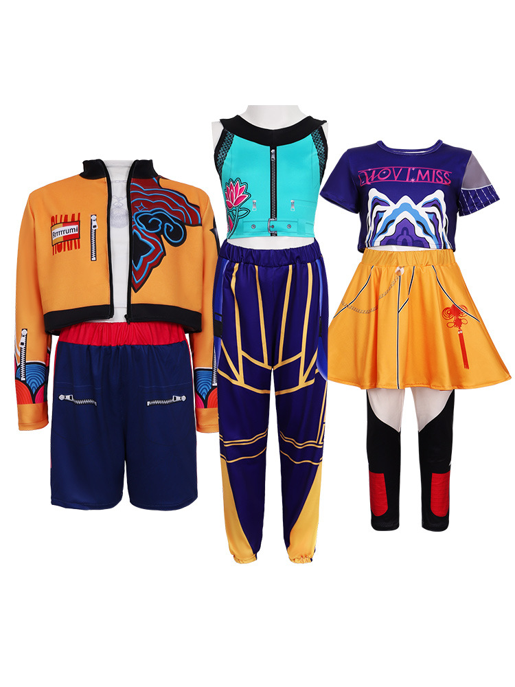 K-Pop Stage Costume K-Pop Zoe Cosplay Performance Outfit Black Gold Costume Hunter Girl Group Cos Children's Rumi