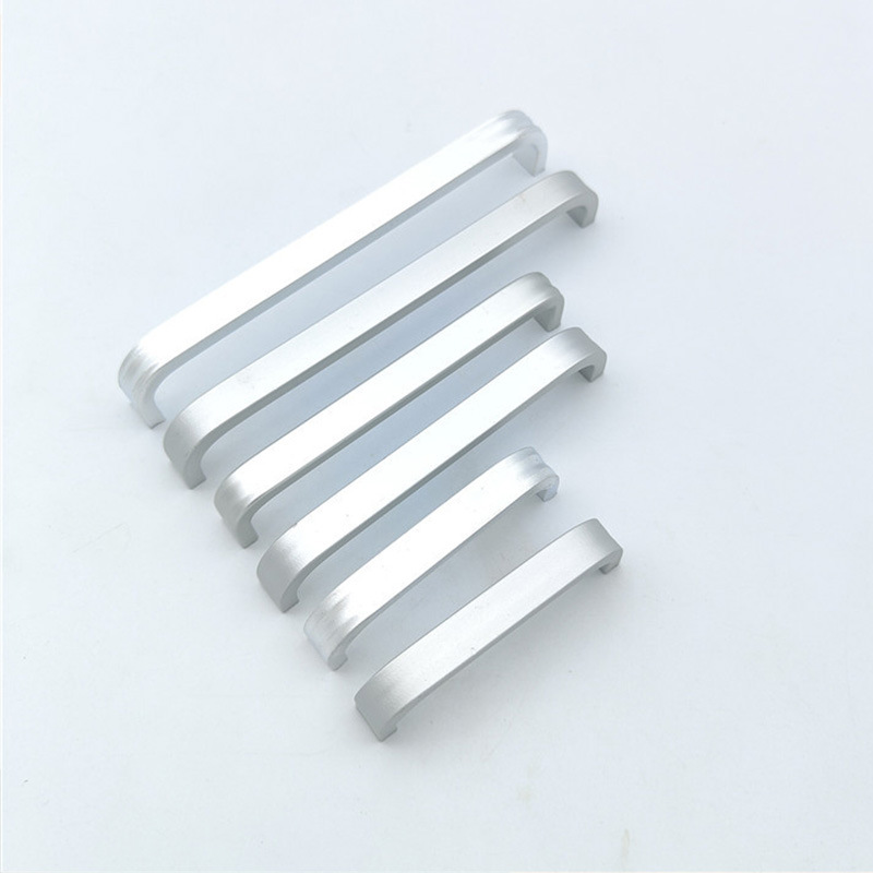 Modern Space Aluminum Silver Drawer Handle with Curved Ends for Computer Cases and File Cabinets, Affordable Handle Parts