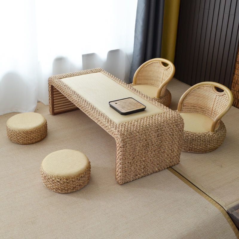 Rattan Tatami Coffee Table, Table and Chairs, Home Balcony Bay Window Table, Japanese Style Small Table, Zen Tea Drinking Platform, Kang Low Table