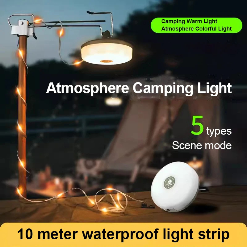 Storage Camping Lamp Tape Light String Super Long Endurance Tent Lamp Camping Lamp Hanging Lamp Lighting Atmosphere Lamp with Christmas Light