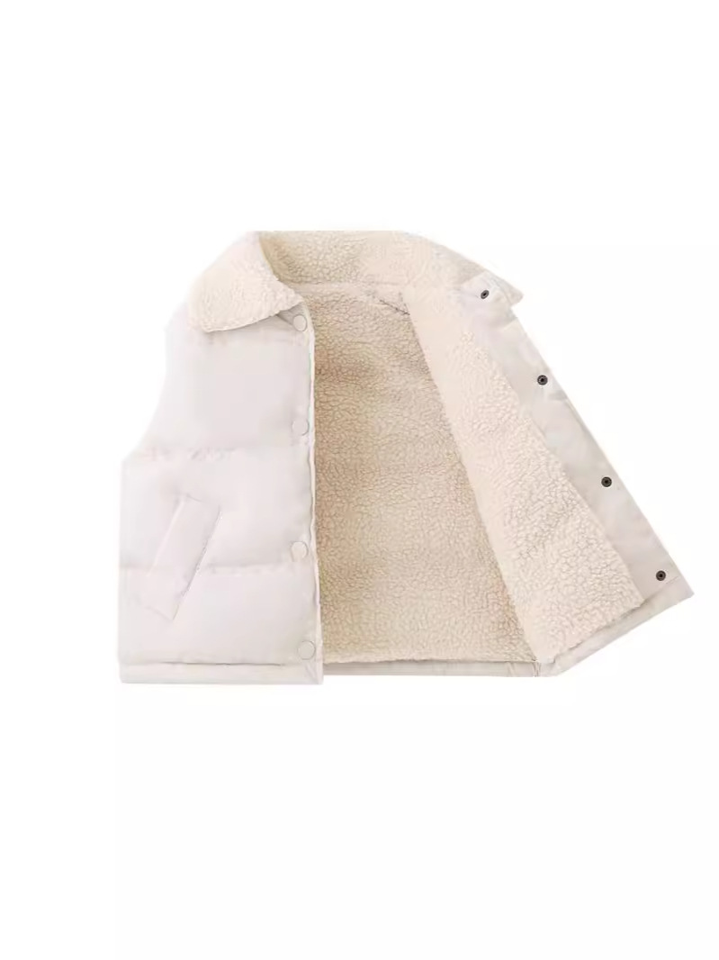 2025 Kidsren's Velvet Thickeneded down Cotton Vest Outer Vest Baby Warm Vest Autumn and Winter Cross-Border