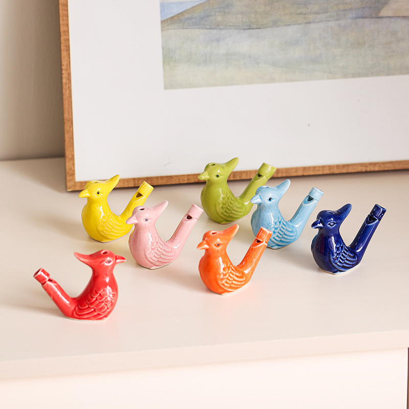 Factory Direct Sales Wholesale Ceramic Whistle New Style with Rope Water Bird Whistle Children's Toys Scenic Area Ocarina Pendant Stall