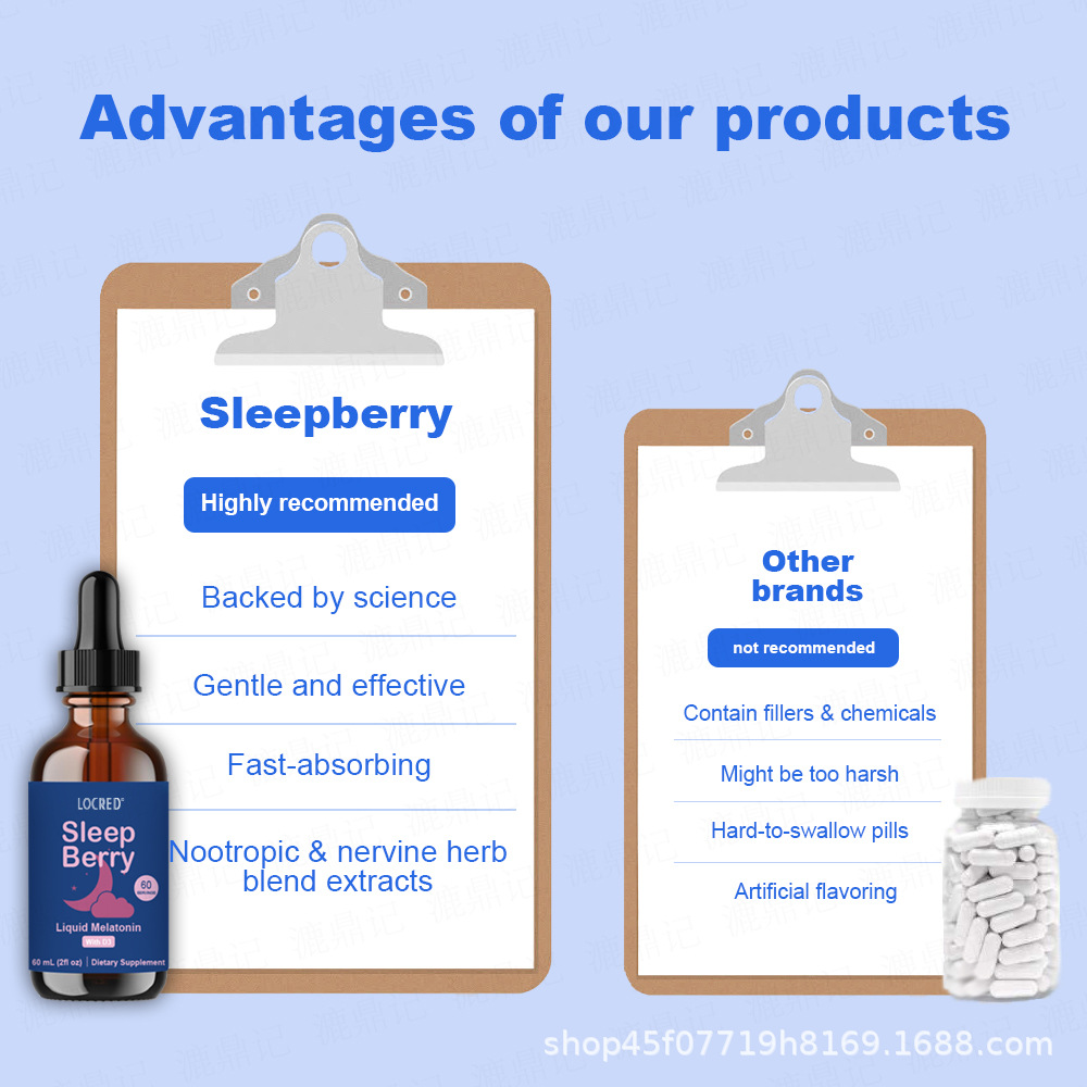 Cross-Border Tk Export Hot-Selling Melatonin Drops Sleep Berry Sleep Source Factory Wholesale O Em