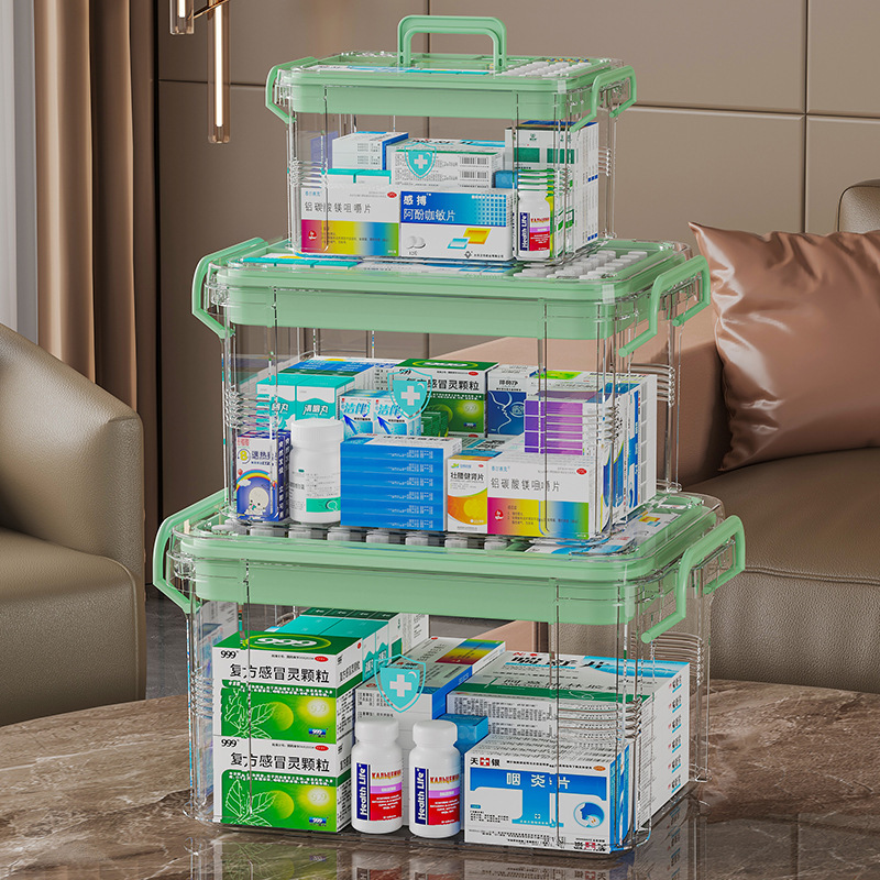 Multi-Layer Large-Capacity Household Transparent Medicine Box for First Aid Medicines and Tablets, Portable Medical Classification Storage Wholesale