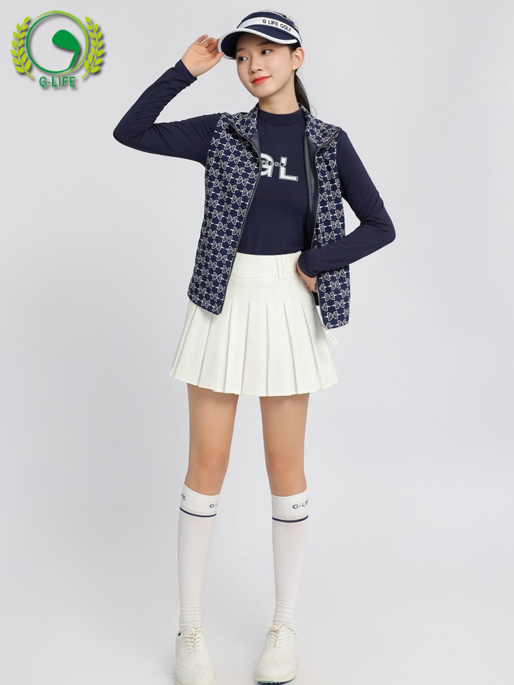 New Golf Women's Long-Sleeved Quick-Drying Sports Tops Zipper Cardigan Jacket Vest Women's Clothing Pleated Culottes