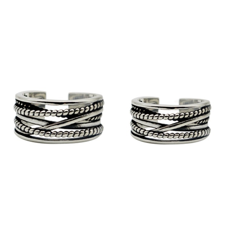 New South Korea winding twist multi-layer ring retro opening do old ring Thai silver jewelry factory direct sales
