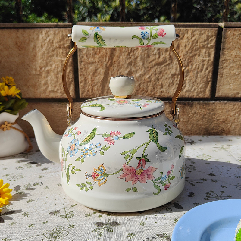 Эмалевая чайник для холодной кипяченой воды, ретро-чайник, индукционная плита, газовая плита, большая емкость для дома