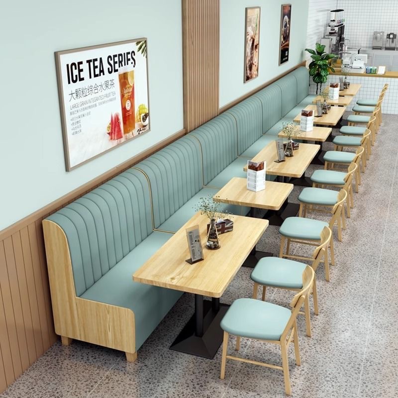 Milk Tea Shop Table and Chair Combination, Simple and Fresh, Western Restaurant, Cafe, Snack, Fast Food, Dessert Shop, Booth Sofa
