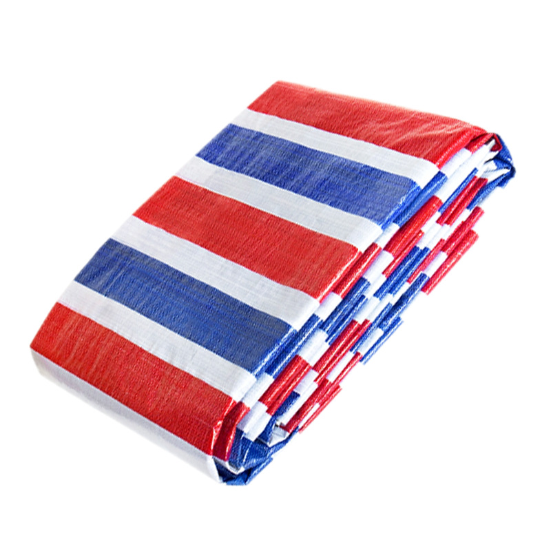 Three-Color Striped Cloth Double Film Thickeneded Outdoor Waterproof Sun Protection Awning Cloth Truck Special Tarpaulin Sunshade Cloth Manufacturer