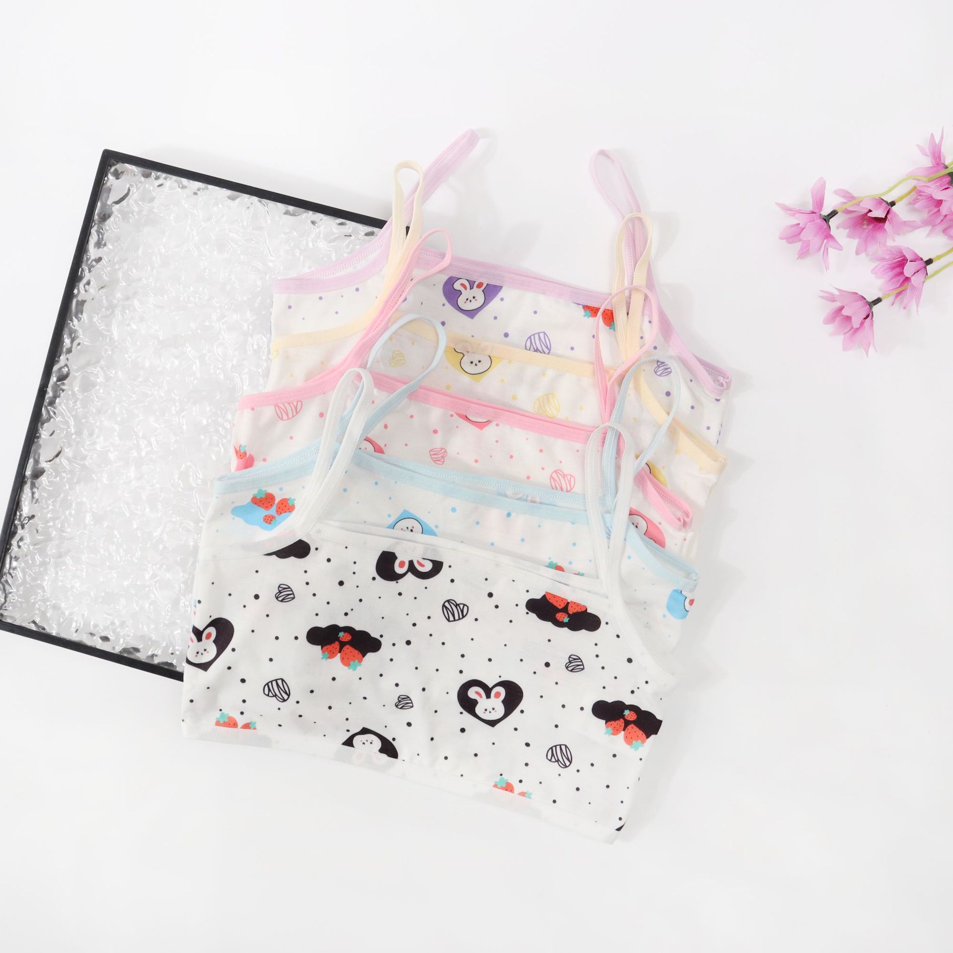 Бюстгальтер для девочек из полиэстера и хлопка, маленькая майка для девочек начальной школы, нижнее белье для учащихся средней школы