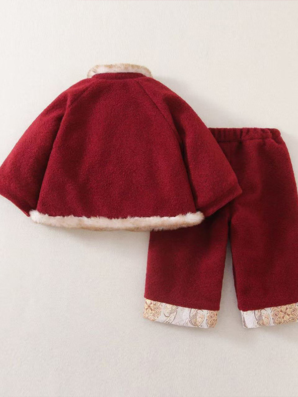 Boys' Winter Fleece-Lined New Year Outfit 2026 New Thickened Chinese Tang Suit Two-Piece Set for Children and Babies