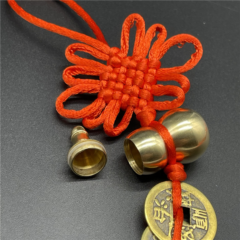 Wudi money pendant real copper pure copper peach gourd Chinese knot copper pendant car pendant stall travel supplies