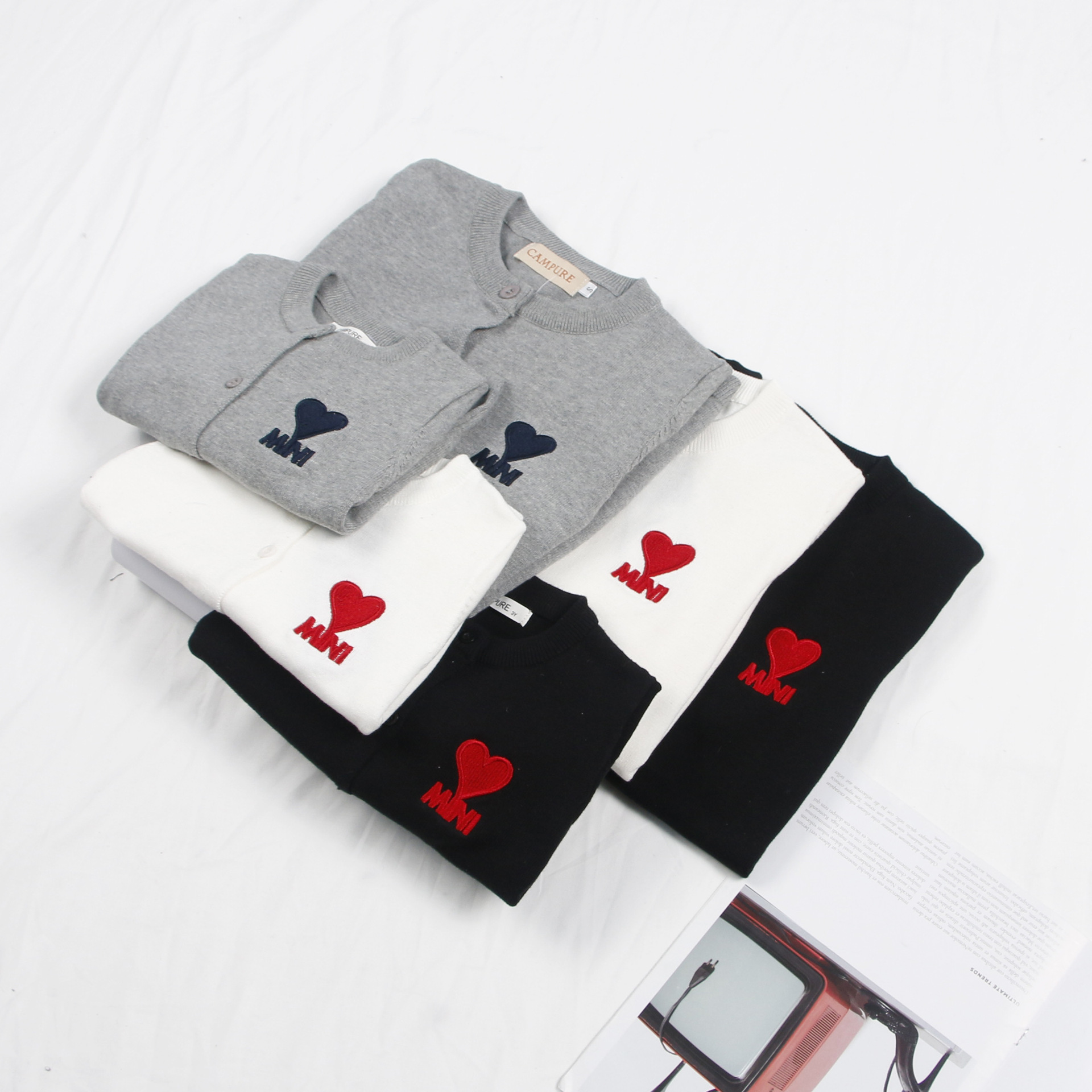 Новый год 2024, кардиган для родителей и детей, вязаный детский свитер из хлопка, мини свитер с любовью