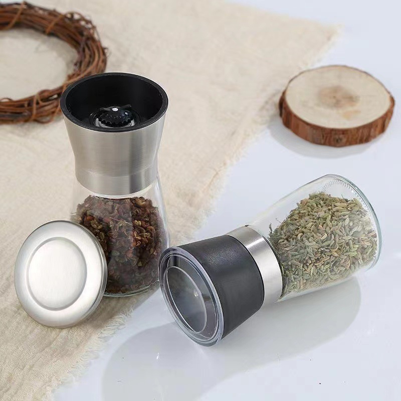 Wholesale Japanese Manual Household Stainless Steel Pepper Grinder Glass Kitchen Supplies Artifact Seasoning Jar Portable