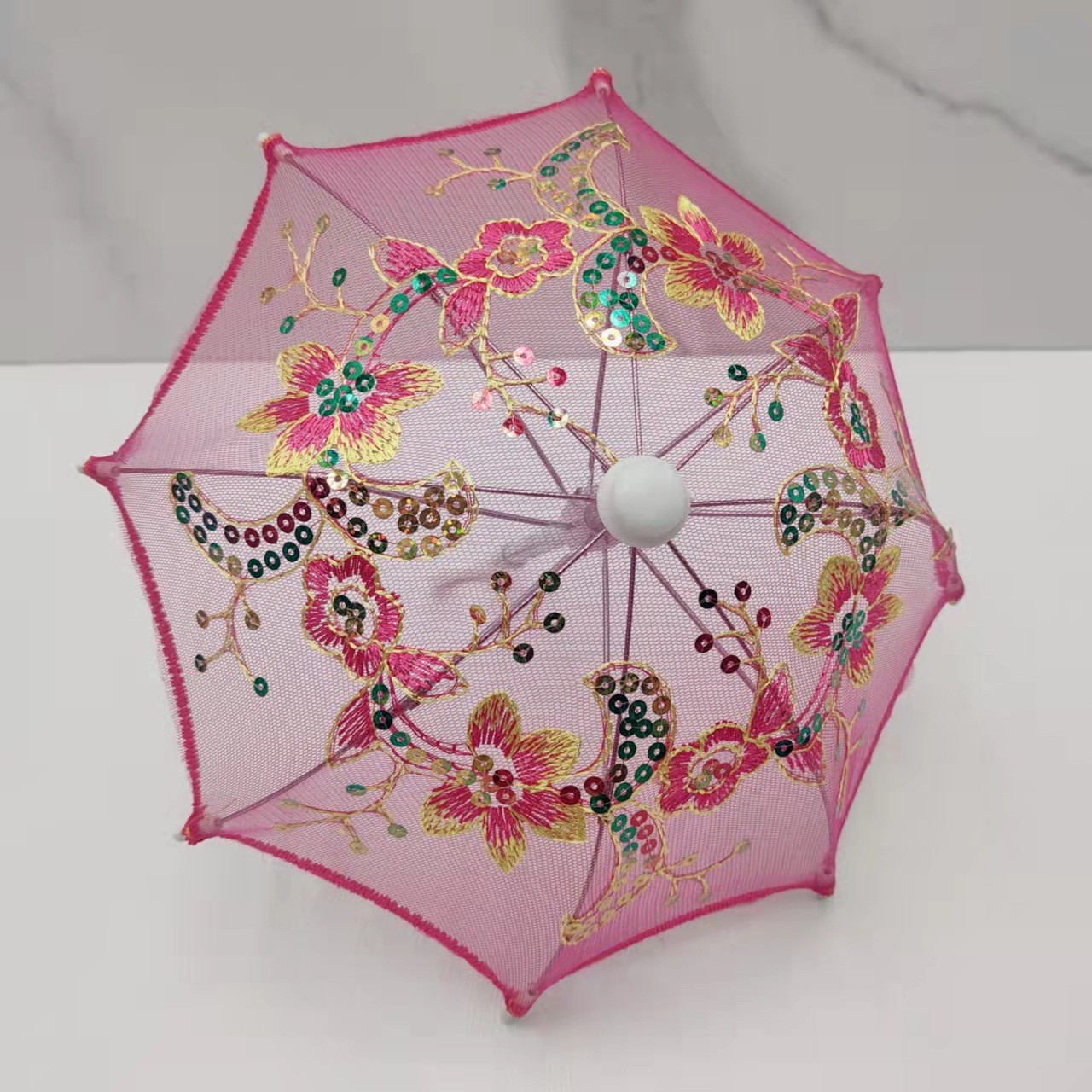 Factory Supply Traditional Craft Umbrella Embroidery Lace Embroidery Umbrella Color Film Children's Small Flower Umbrella Tourism Crafts
