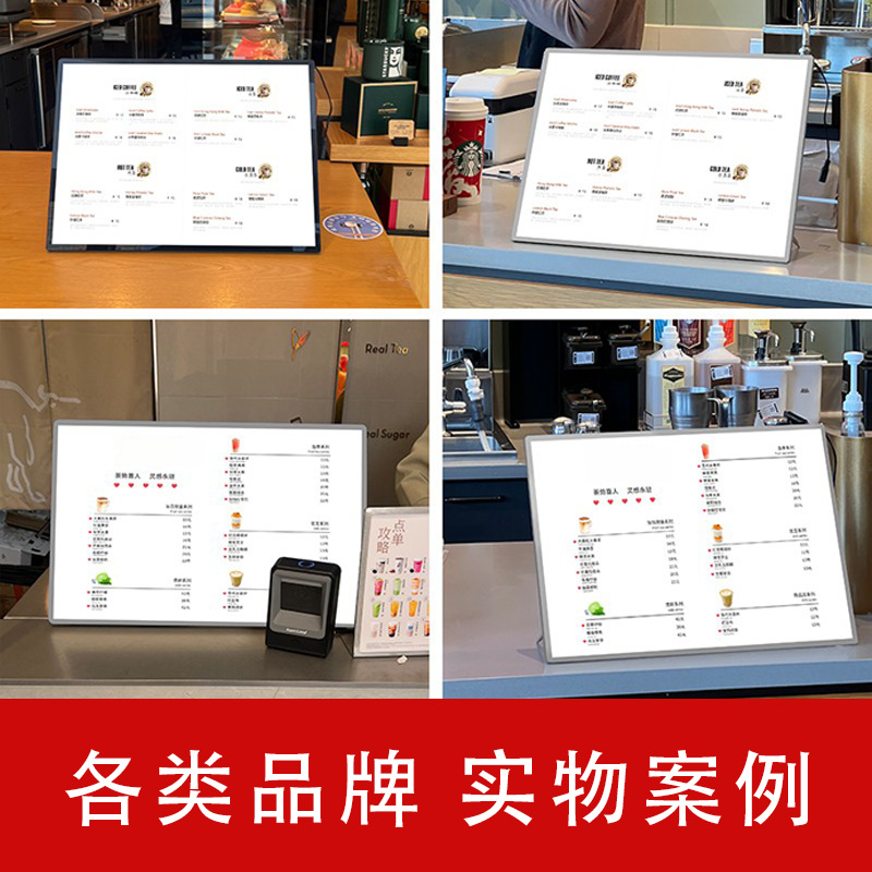 Bar Counter Illuminated Menu Display Board Milk Tea Shop Light Box Ordering Board Price List Desktop 34 Card Advertising