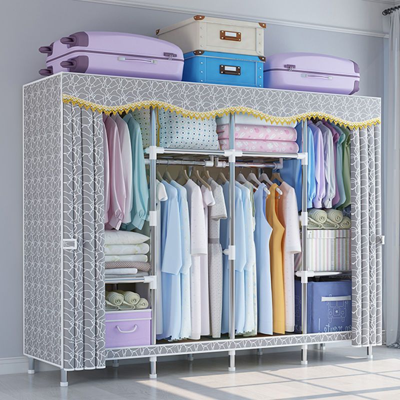 Simple Cloth Wardrobe Rent House Steel Pipe Bold Wardrobe Household Bedroom Multi-Layer Storage