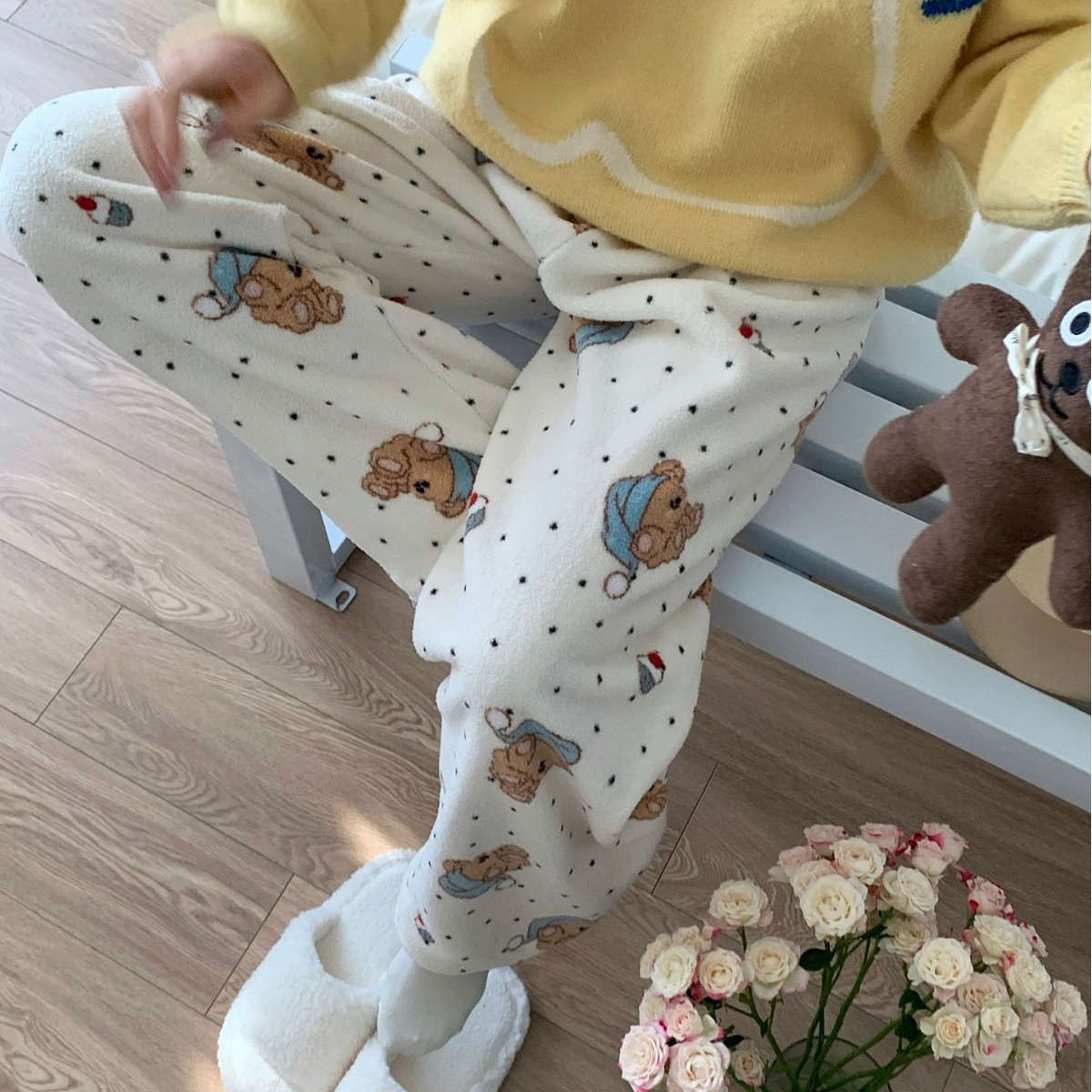 2025 New Snow Velvet Pajama Pants for Women, Coral Velvet Autumn and Winter Fleece-Lined Thickened Warm Long Pants, Flannel Home Long Pants