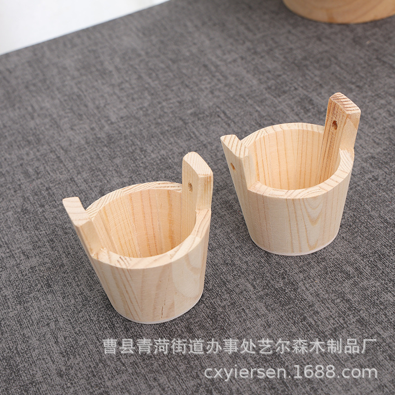 New Solid Wood Natural Color Small Wooden Bucket Home Storage Wooden Bucket Children's Toy Storage and Organization Bucket Toy Wooden Bucket