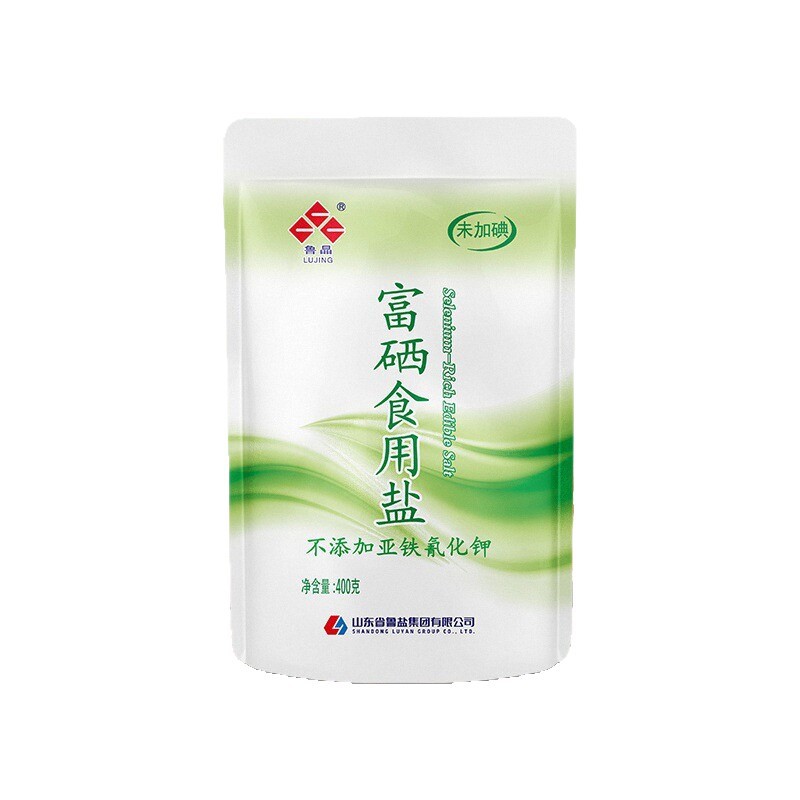 State-Owned Enterprise Direct Sales Lujing Selenium-Enriched Edible Salt 400g Non-Iodized Whole Box 50 Bags Wholesale Selenium-Enriched Edible Salt Condiments