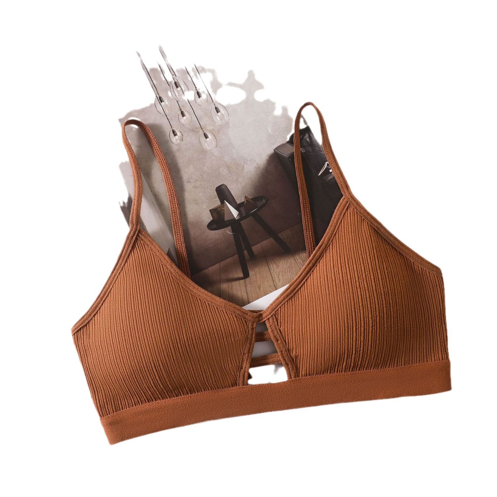 New Thread Hollow-out Beautiful Back Vest with Chest Pad Underwear Sling French Bra Push-up Comfortable Breathable Tube