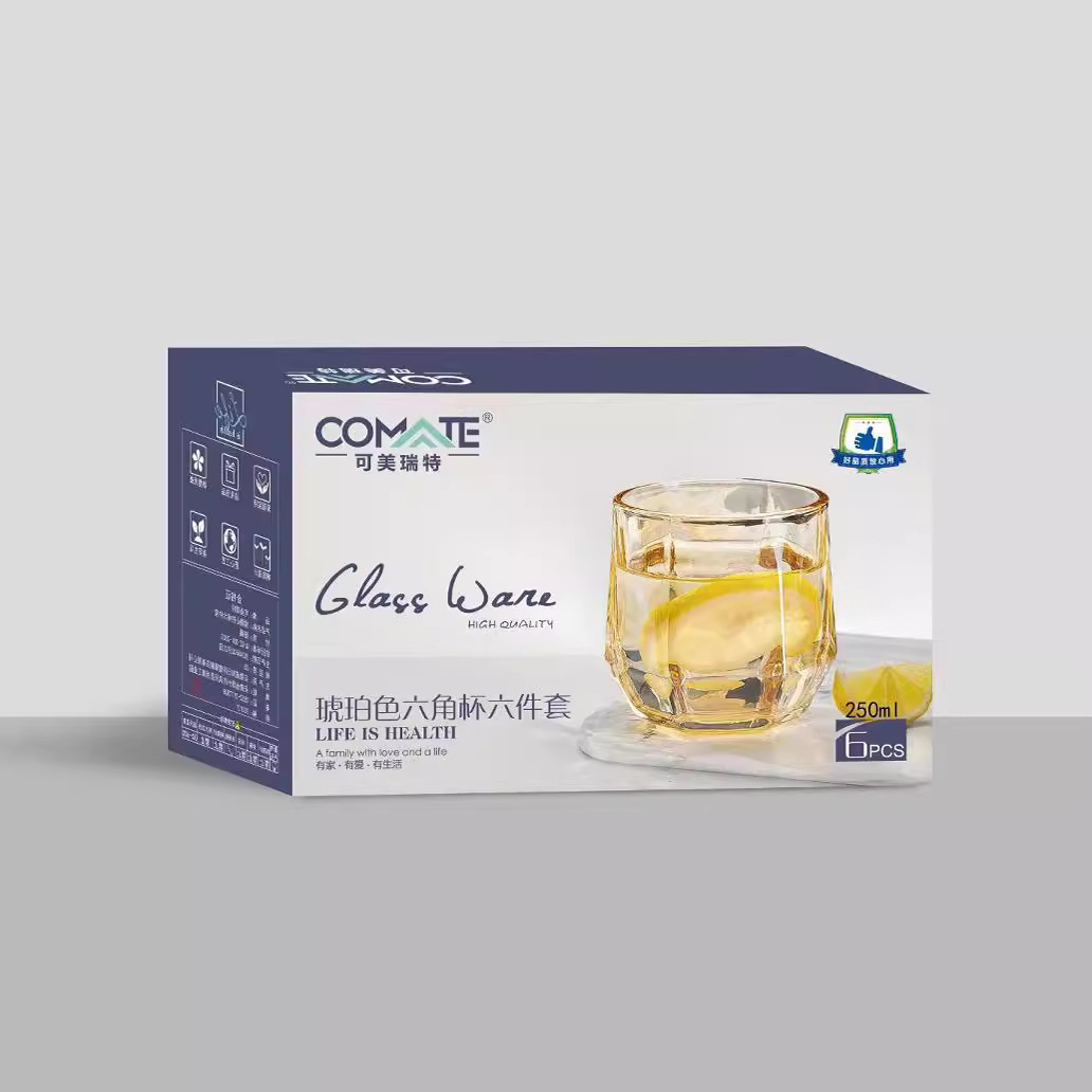 Шестислойный набор стаканов Coriette Amber в форме шестиугольника, стаканы для виски, вина, фруктового чая, молока