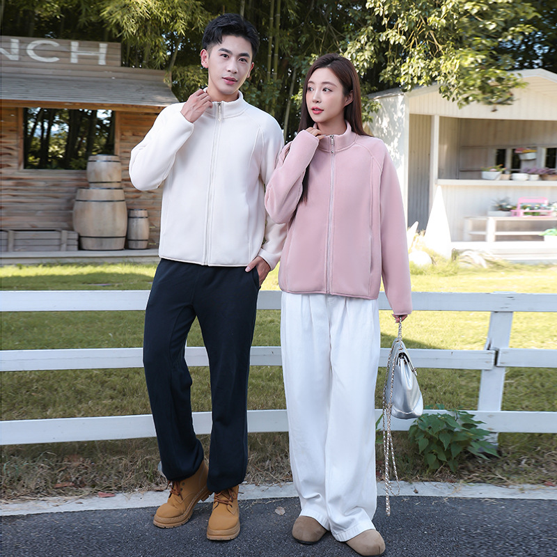 Stand Collar Fleece Jacket for Men and Women, Autumn and Winter Fleece-Lined and Thickeneded Casual Versatile Polar Fleece Outdoor Warm Jacket