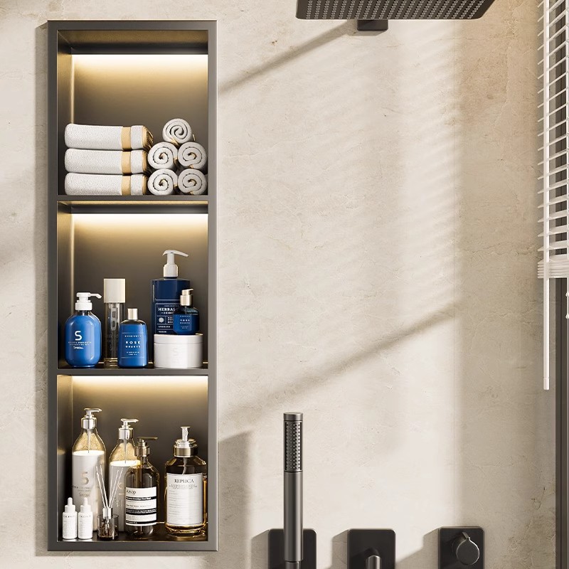 304 Stainless Steel Niches Cabinet Toilet Embedded Bathroom Niches Partition Metal Toilet Storage Rack