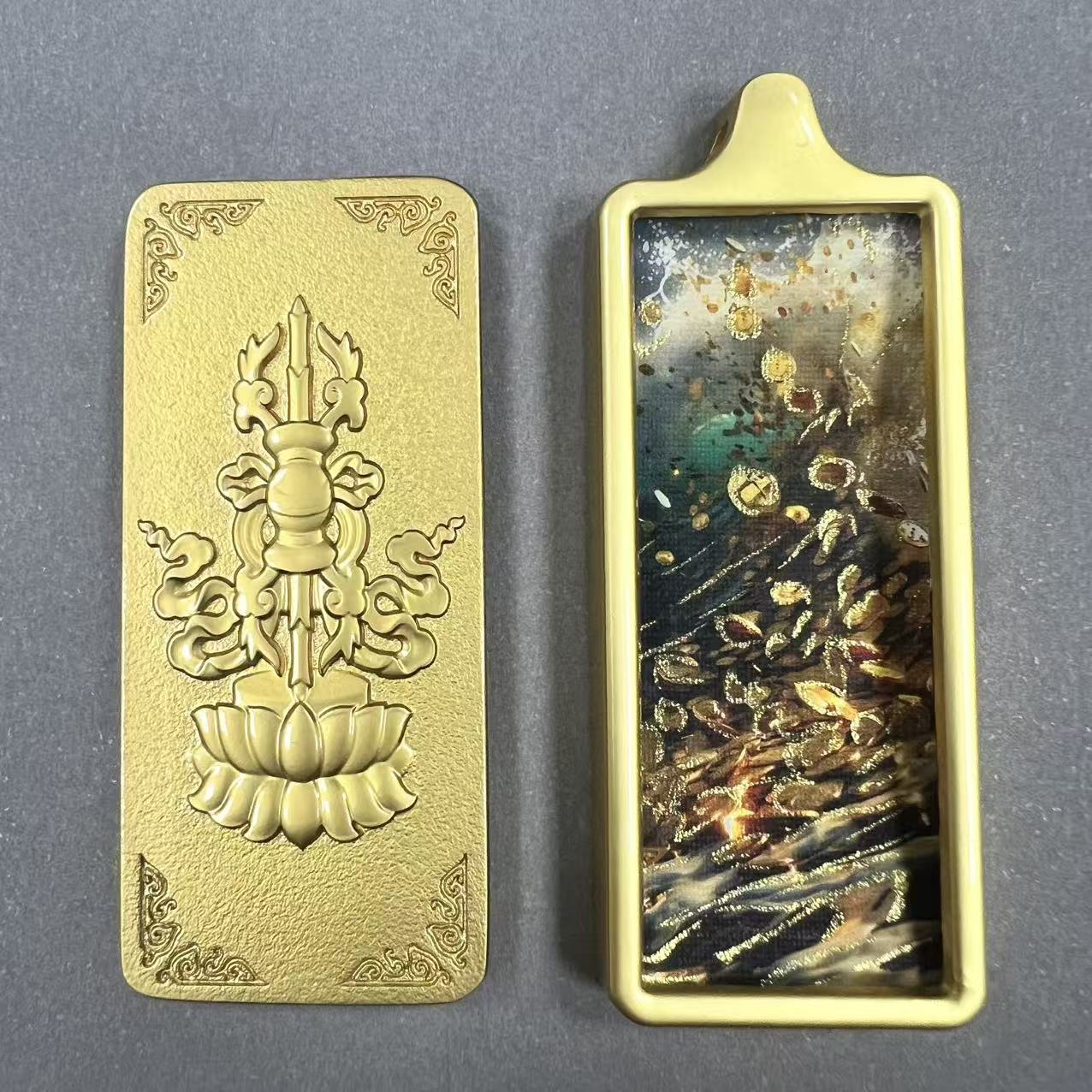 2* 5cm Thangka Small Gold Bars Small Strips Taoist Gau Box Scriptures Zangkar Xizang Qinghai Rehoku