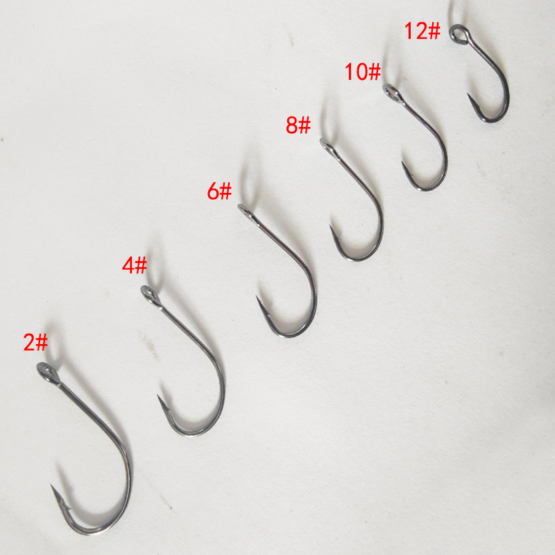 Ordinary spiny barbed Luya single hook big eye horse mouth hook tube with hole sequin line set fish hook micro hook