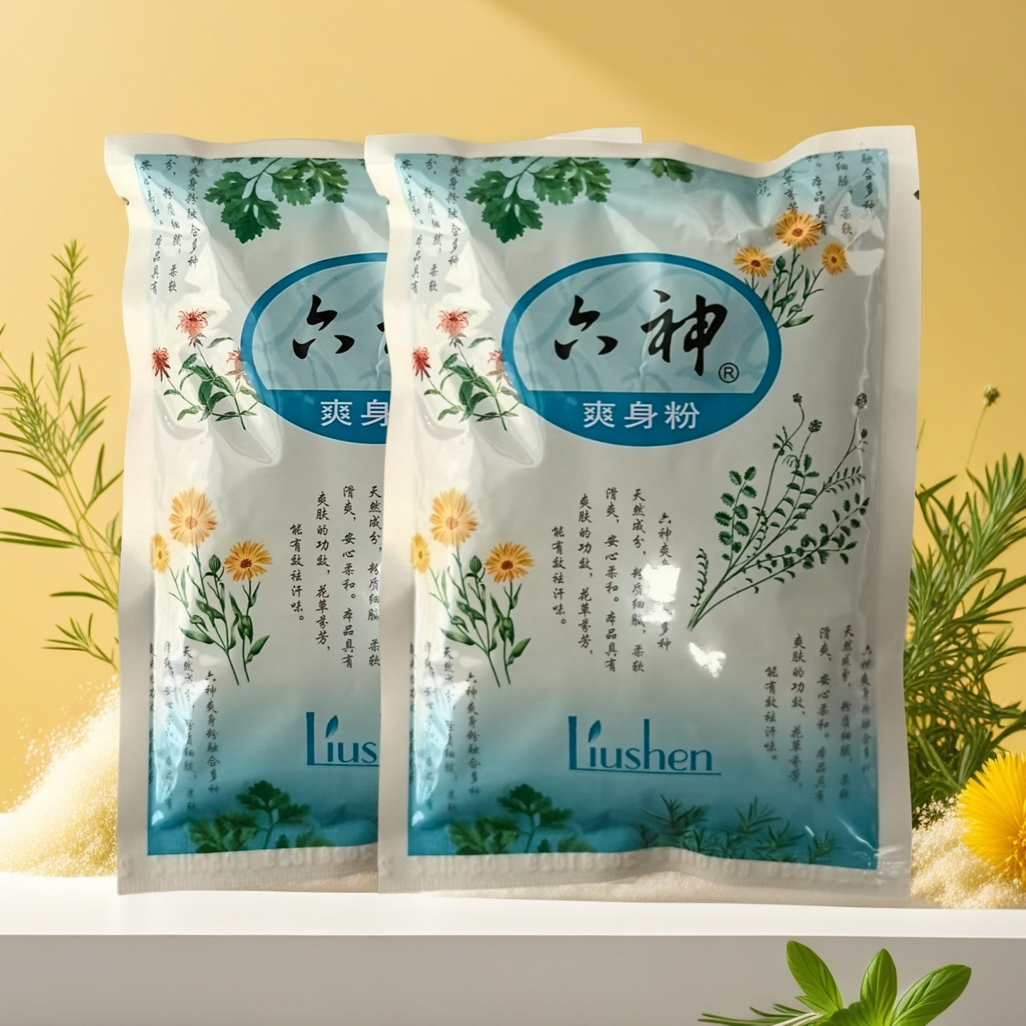 Shanghai Old Domestic Prickly Heat Powder Bagged Talcum Powder 75g for Men and Women, Cool, Dry, Sweat-Absorbent and Fragrant Support